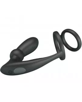 PRETTY LOVE - EMONI PENISRING + ANAL PLUG 12 VIBRATIONEN SCHWARZ