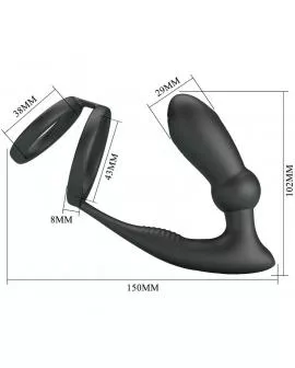 PRETTY LOVE - EMONI PENISRING + ANAL PLUG 12 VIBRATIONEN SCHWARZ