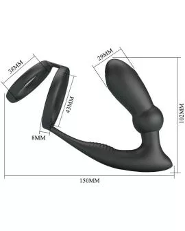 Pretty Love Emoni - Penisring + Anal Plug - 12 Vib. Schwarz