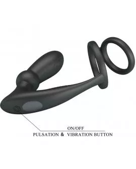 PRETTY LOVE - EMONI PENISRING + ANAL PLUG 12 VIBRATIONEN SCHWARZ