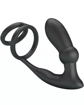 PRETTY LOVE - EMONI PENISRING + ANAL PLUG 12 VIBRATIONEN SCHWARZ