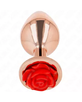 KINK Rosa Goldener Analstecker mit Roter Rose - Größe M