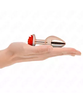 KINK Rosa Goldener Analstecker mit Roter Rose - Größe M