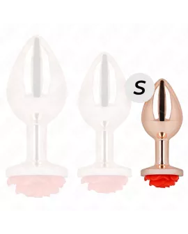 KINK Rosa Goldener Analstecker mit Roter Rose - Größe S