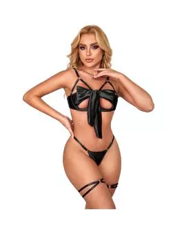 SUBBLIME 955205 Erotik BH-Set - Verstellbare Schwarze Schleife L/XL