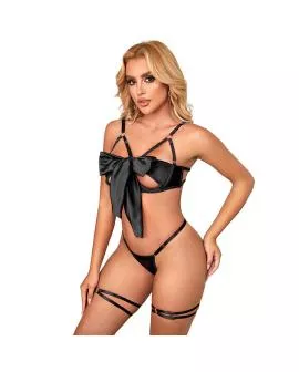 SUBBLIME 955205 Erotik BH-Set - Verstellbare Schwarze Schleife L/XL