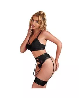 Subblime - Schwarzer Bondage-BH Strumpband-Set S/M 955236