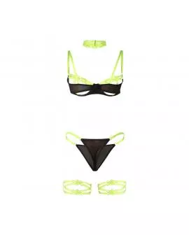 SUBBLIME - 955274 BH-SET MIT HALSKETTE UND BEINDETAILS FLUORESZIERENDES GRÜN S/M