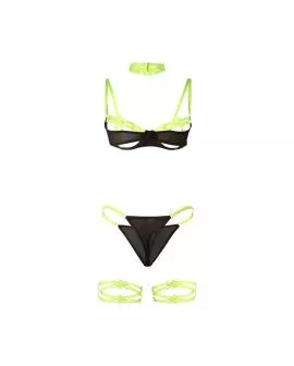 SUBBLIME - 955274 BH-SET MIT HALSKETTE UND BEINDETAILS FLUORESZIERENDES GRÜN S/M