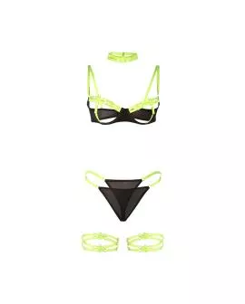 SUBBLIME - 955281 BH-SET MIT HALSKETTE UND BEINDETAILS FLUORESZIERENDES GRÜN L/XL
