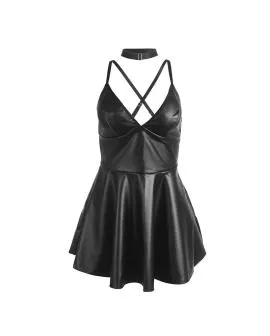SUBBLIME - 955380 KLEID MIT SCHWARZEN LEDERTRÄGERN L/XL