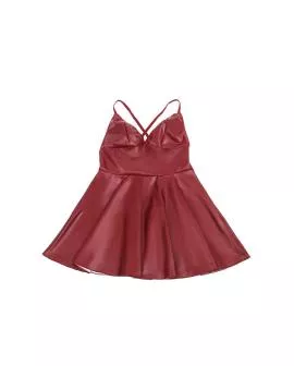 SUBBLIME - 955403 KLEID MIT BURGUNDERROTEN LEDERTRÄGERN L/XL