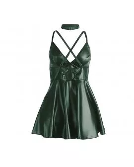 SUBBLIME - 955441 KLEID MIT GRÜNEN LEDERTRÄGERN L/XL