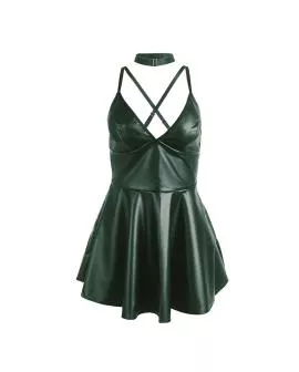 Subblime - 955441 Kleid mit grünen Lederträgern L/XL