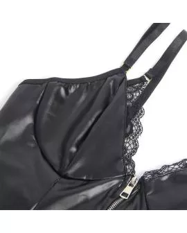 Subblime - Schwarzer Leder-Body mit Reißverschluss S/M