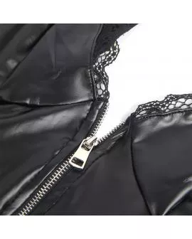 SUBBLIME - 955465 SCHWARZER LEDER-BODY MIT REISSVERSCHLUSS L/XL
