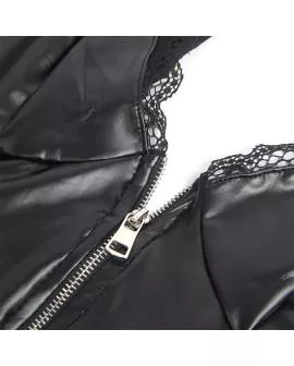 Subblime - Schwarzer Leder-Body mit Reißverschluss S/M