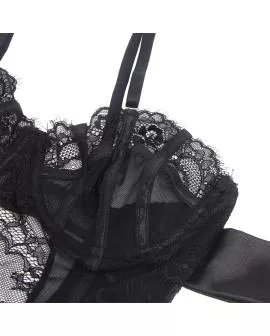 SUBBLIME - Spitzen-Bodysuit mit Schleifen und Strapsen Schwarz