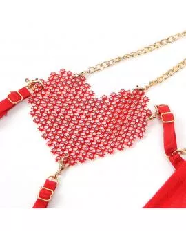 SUBBLIME - 955519 BH-SET MIT KETTEN UND MESH-HERZ ROT S/M