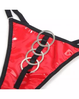 SUBBLIME - 955533 ROTES LACKLEDER-NETZ-ZIPPER-BH-SET S/M