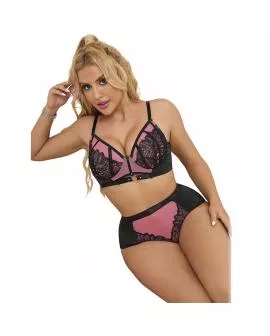SUBBLIME - 955588 ROSA LACKLEDER MESH ZIPPER BH SET L/XL