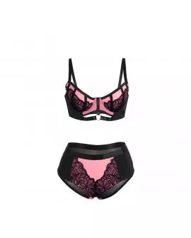 SUBBLIME - 955588 ROSA LACKLEDER MESH ZIPPER BH SET L/XL