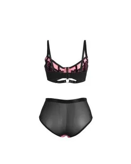 Sublime - Rosa Lackleder Mesh BH-Set mit Reißverschluss L/XL