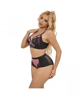 SUBBLIME - 955588 ROSA LACKLEDER MESH ZIPPER BH SET L/XL