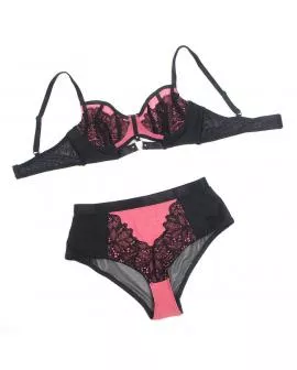 SUBBLIME - 955571 ROSA LACKLEDER MESH ZIPPER BH-SET S/M