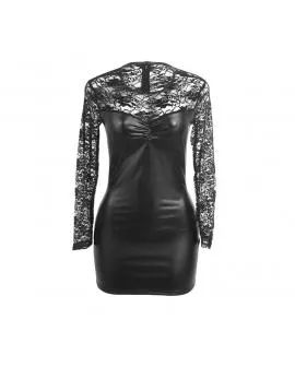SUBBLIME - 955601 LANGÄRMELIGES KLEID MIT SCHWARZER SPITZE L/XL