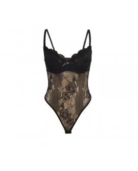 SUBBLIME - 955618 SPITZEN-BODYSUIT MIT UNTERTEILVERSCHLUSS SCHWARZ S/M