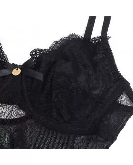 SUBBLIME Spitzen-Bodysuit - Unterteilverschluss Schwarz L/XL