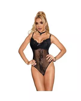 Subblime 955618 Spitzen-Bodysuit mit Unterteilverschluss Schwarz S/M