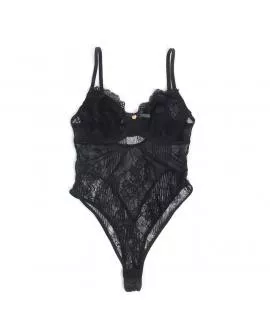 SUBBLIME Spitzen-Bodysuit - Unterteilverschluss Schwarz L/XL