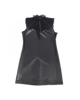 Subblime Lederkleid mit Spitzenkragen Schwarz - 957544