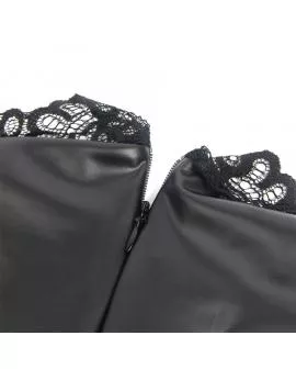 Subblime Lederkleid mit Spitzenkragen Schwarz - 957544