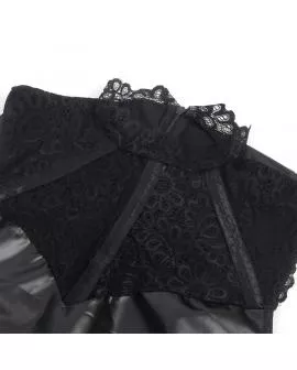 Subblime Lederkleid mit Spitzenkragen Schwarz - 957544