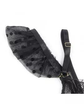 SUBBLIME - 957483 SPITZEN-BH UND STRUMPFBAND-SET SCHWARZ 