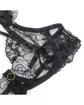 SUBBLIME - 957483 SPITZEN-BH UND STRUMPFBAND-SET SCHWARZ 