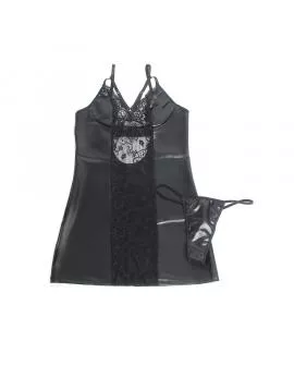 Subblime Lederkleid mit Blumenspitze Schwarz - 957520