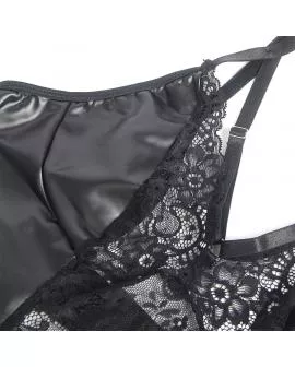 Subblime Lederkleid mit Blumenspitze Schwarz - 957520