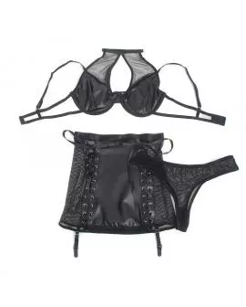 SUBBLIME Leder-BH und Rock-Set Schwarz - 957582