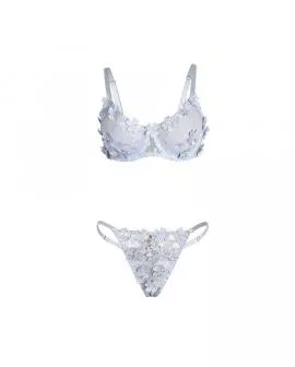 SUBBLIME - 957629 BH- UND SLIP-SET MIT BLUMENSTICKEREI, HIMMELBLAU, 
