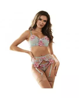 Subblime BH- und Strumpfgürtel-Set mit Blumenstickerei Rosa - 957643
