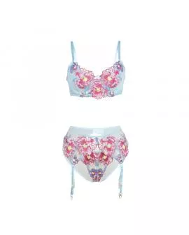 Subblime BH- und Strumpfgürtel-Set mit Blumenstickerei Rosa - 957643
