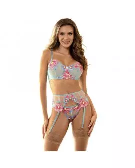 SUBBLIME - 957643 BH- UND STRUMPFGÜRTEL-SET MIT BLUMENSTICKEREI ROSA 