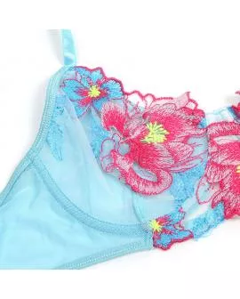 SUBBLIME - 957643 BH- UND STRUMPFGÜRTEL-SET MIT BLUMENSTICKEREI ROSA 