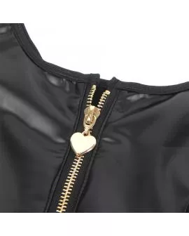 SUBBLIME - 957667 Lederkleid mit Herz-Reißverschluss Schwarz