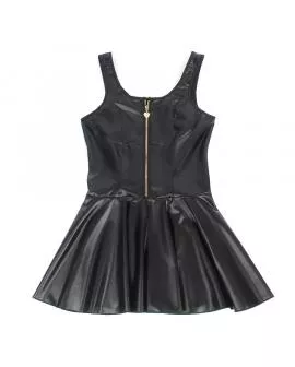 SUBBLIME - 957667 LEDERKLEID MIT HERZ-REISSVERSCHLUSS, SCHWARZ, 
