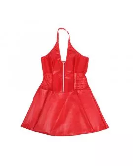 Subblime Lederkleid mit Spitzen-Reißverschluss Rot - 957728